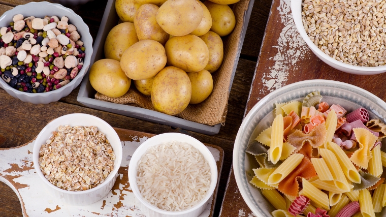 A display of carbohydrates-rich food sources