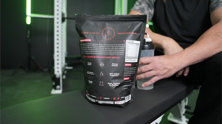 Our tester showing XWERKS Grow protein powder nutrition label